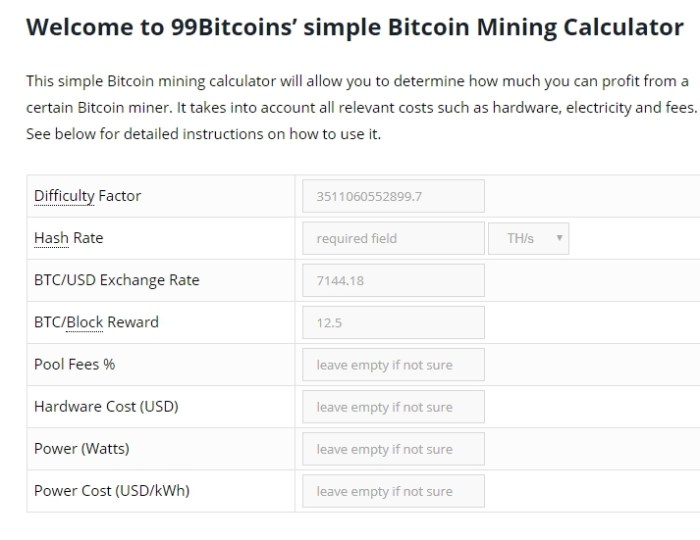 Fractal Bitcoin Mining Calculator